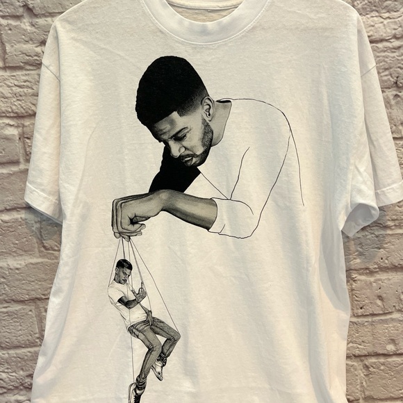 Kid Cudi TShirt CO Virgil Abloh Pulling strings White NEW - Picture 3 of 9